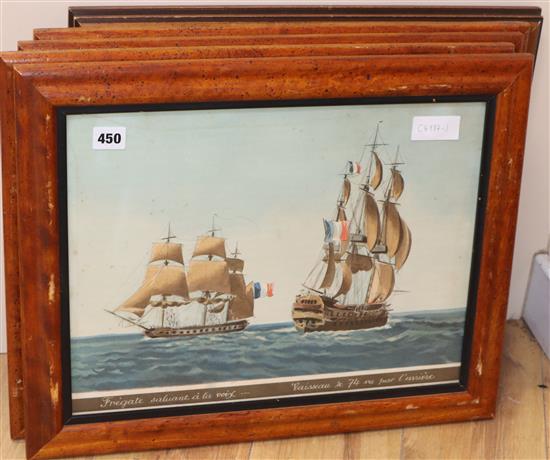 After Jean Jerome Baugean (1764-1819), a set of four coloured marine aquatints and a modern print of New York